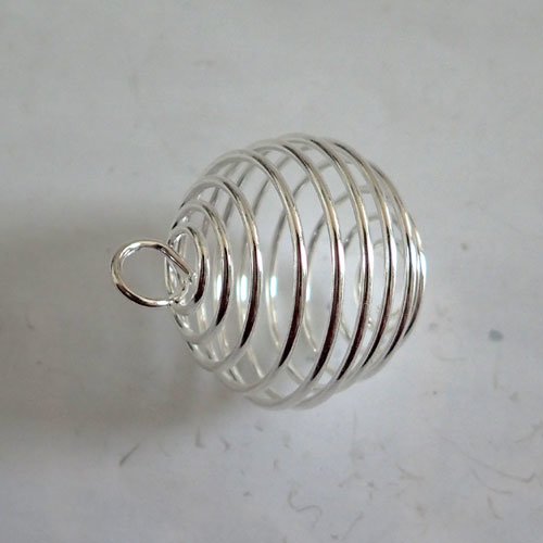 Supports boules spirales argentées pour perle 25mm x 2