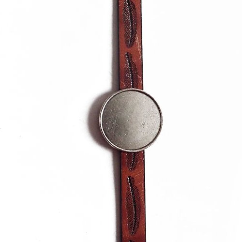 Bracelet marron et argenté pour cabochon 25 mm