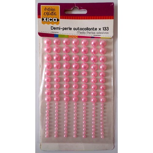 Stickers strass demi perles autocollantes rose nacré x 133