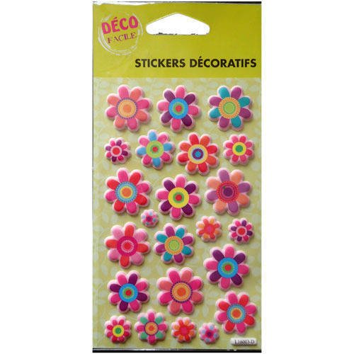 Stickers 3d fleurs pétales colorés 