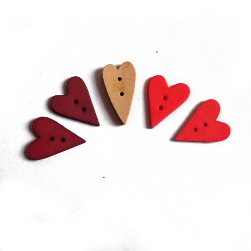 Boutons en forme de coeurs x 5