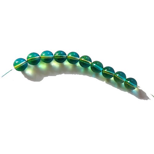 Perles verre bicolores bleu vert x10