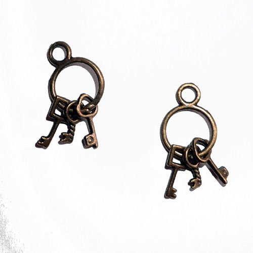 Breloques trousseau de clefs bronze x 4