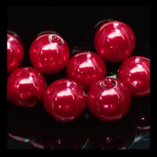 Perles nacrées rouge 0,8 cm x 20