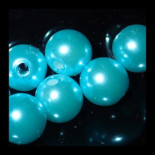 Perles en plastique bleu nacré 0,8 cm x 20
