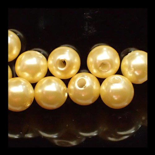 Perles en plastique jaune nacré 0,8 cm x 14