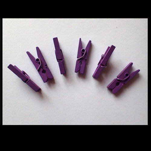 Mini pinces à linge 2,5 cm violet foncé x6