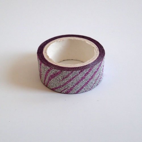 Masking tape paillette argent violet 1,5 mm x 3 m
