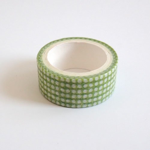 Masking tape quadrillé vert et blanc