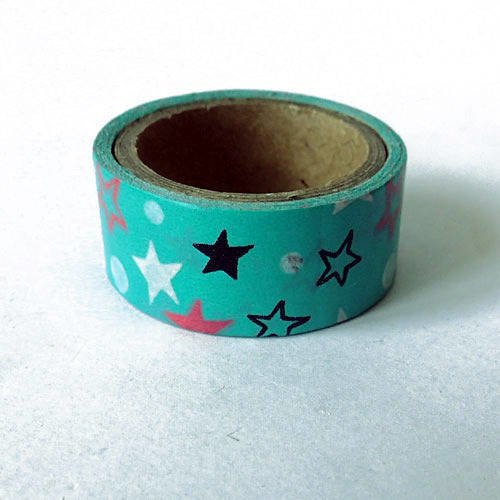 Masking tape étoiles turquoise 15 mm x 3 m