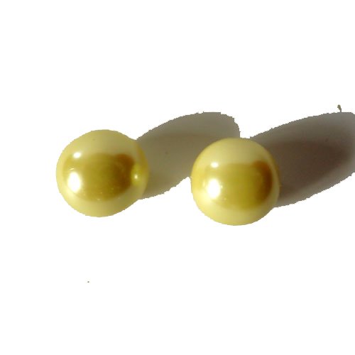 Perles rondes jaunes grosses x2