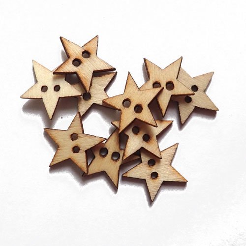 Boutons bois étoile  x 10