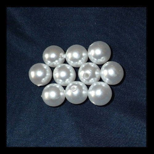 Perles rondes blanc nacré 1,2 cm  x 10