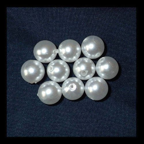 Perles en plastique blanc nacré 1 cm  x 10