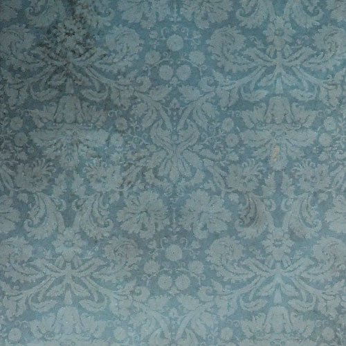 Papier de soie bleu fleurs baroques 26 x 37,5 cm