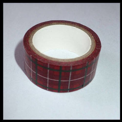 Masking tape à carreaux écossais rouges 15 mm x 3 m