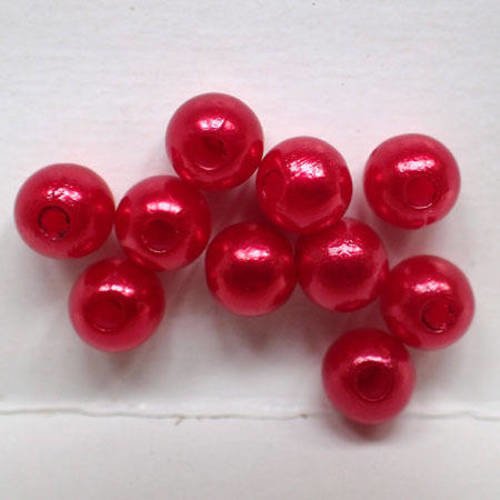 Perles nacrées rouge 0,7 cm x 10