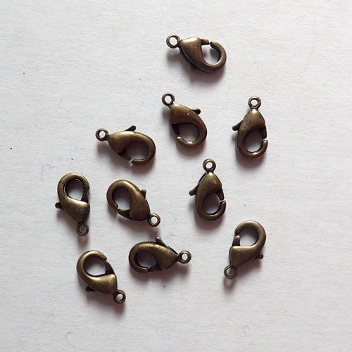 Mousquetons fermoirs bronze 10 mm x 10