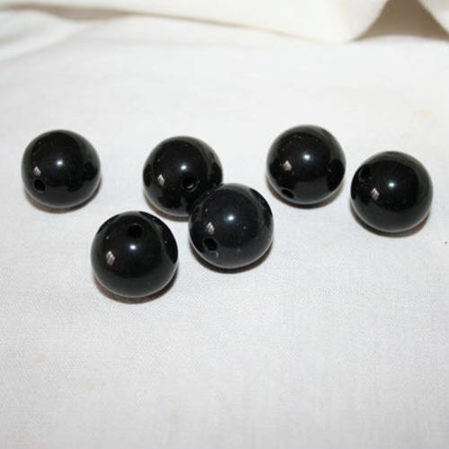 Perles acrylique rondes noires 2 cm x 6