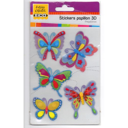 Stickers papillons 3d colorés