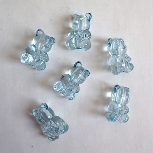 Perles ours bleu x 6