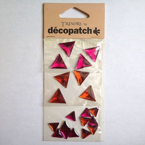 Strass décipatch triangles orange fuchsia x 20