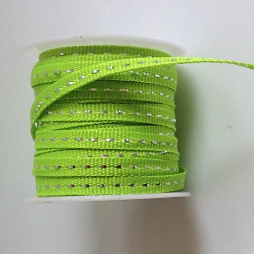 Ruban vert anis avec fil argenté x 3 m
