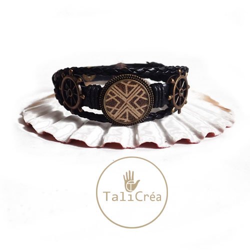 Bracelet marin mandala psychédélique en sable marron et jaune