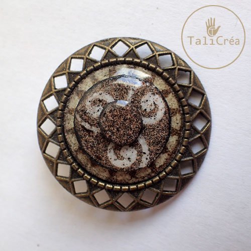 Broche ronds superposés sable blancs et marron