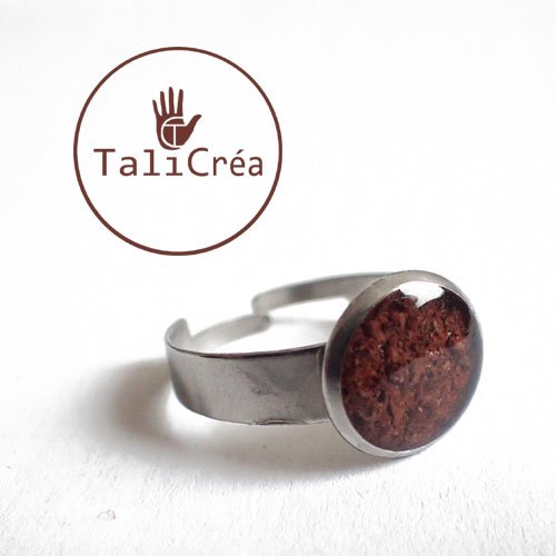 Bague acier sable rouge foncé 12 mm