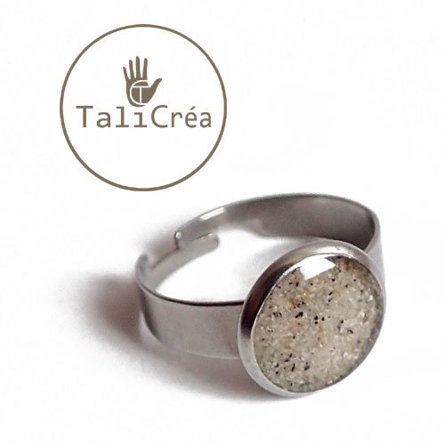 Bague acier sable gris clair 12 mm