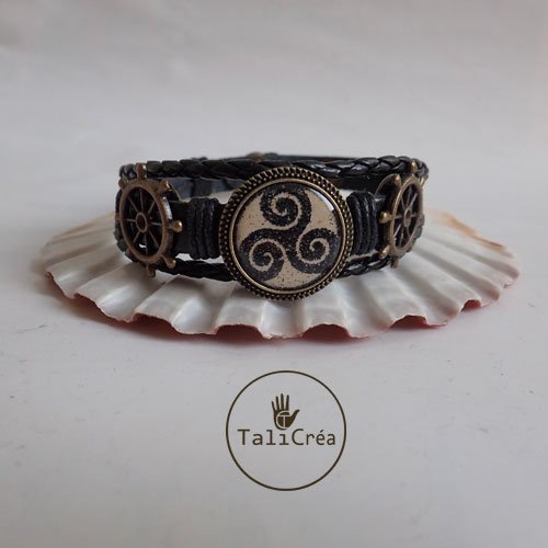 Bracelet marin triskel noir ivoire