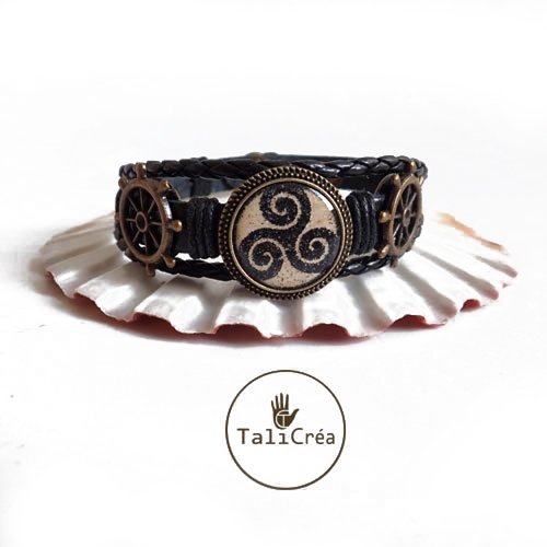 Bracelet marin triskel noir ivoire