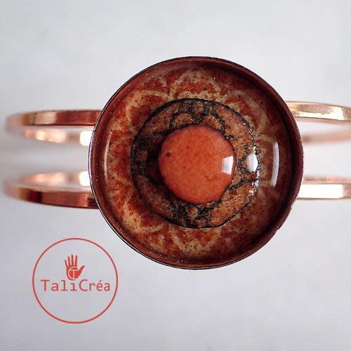 Bracelet or rose cabochons superposés en sables rose saumon orange marron