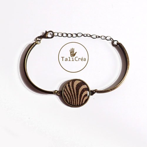 Bracelet bronze ondulations ivoire et marron