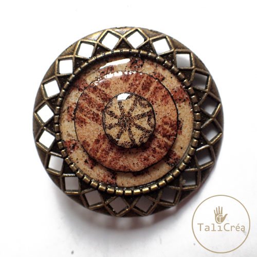 Broche ronds superposés sable jaune rouge marron