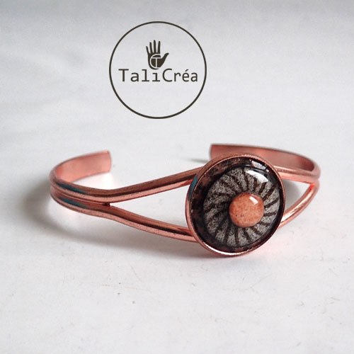 Bracelet or rose cabochons superposés en sables rose saumon marron