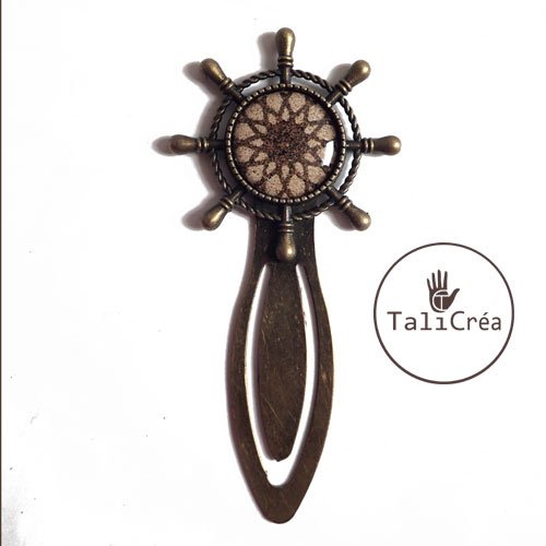 Marque page marin mandal solaire en sables naturels marron et jaunes