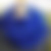 Tour du cou double ou snood foulard circulaire en velours bleu électrique style  velours de soie