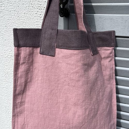 Tote bag en lin rose buvard, lin lavé, cabas, sac shopping