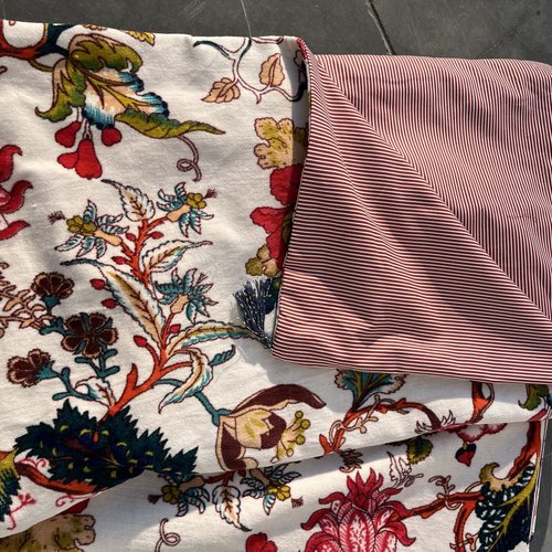 Jeté de canapé ou de fauteuil, plaid, bout de lit velours indien souple et cotonnade