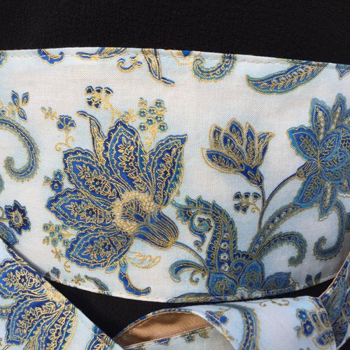 Ceinture obi, ceinture tissu, tissu japonais, ceinture style japonaise de kimono, bleu jeans bleu marine et or, réversible organza beige or
