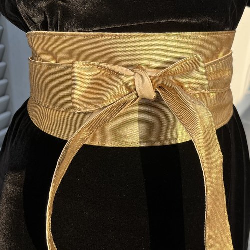 Ceinture obi large, ceinture style kimono, 1 face doré et 1 face beige doré, ceinture style japonais