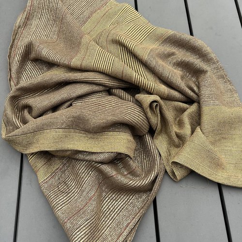 Long foulard, dégradés de beige et doré,  laine et soie, modèle unique