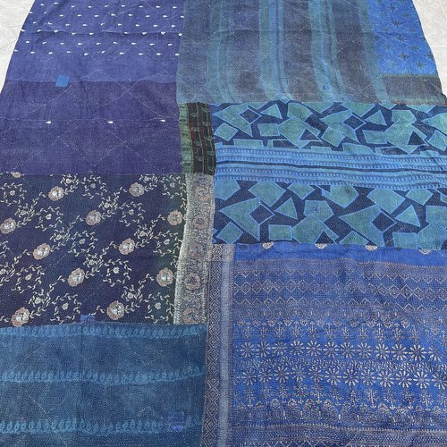 Plaid, modèle unique, kantha, couverture ou nappe, réversible