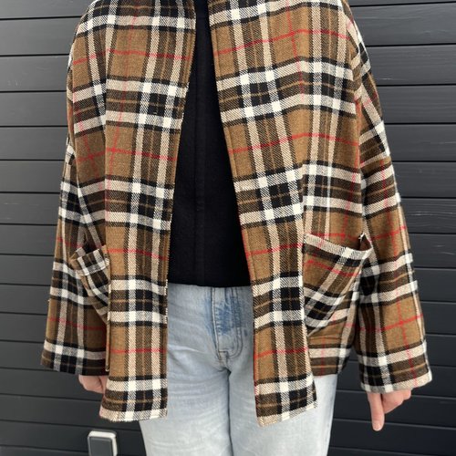 Veste oversize, lainage tartan, modèle unique, 38-40