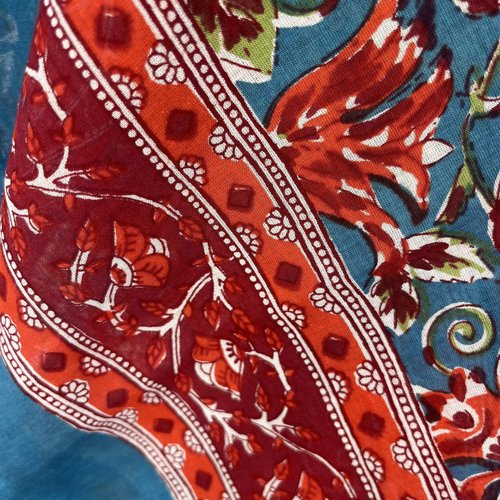 Grand foulard chèche, paréo, sarong, très coloré, coton indien block print