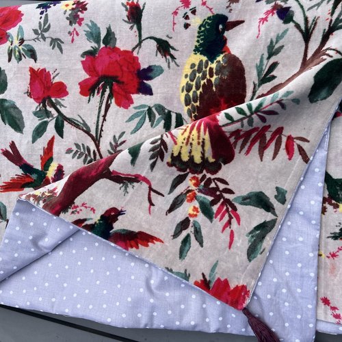 Jeté de canapé ou de fauteuil, plaid, bout de lit velours indien souple et cotonnade