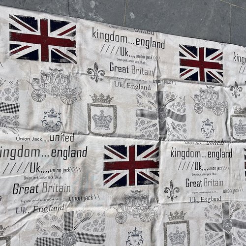Grand coupon tissu jacquard drapeau uk, england, uk, drapeau anglais et tous les symboles de la couronne britannique : 1