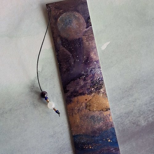Marque page cuir " au clair  de lune"